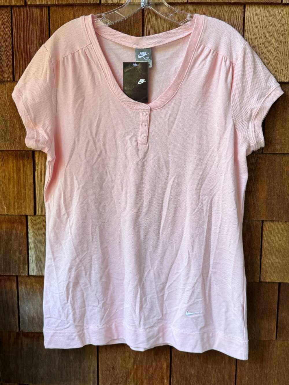 NWT Nike Pink Scoop Neck Short Sleeve Cotton Knit Tee in Women's XXL